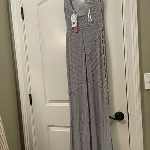 Beautiful silver beaded dress formal gown